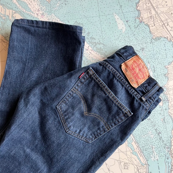 Levi's Dark Wash 505 Relaxed Straight - Picture 1 of 7